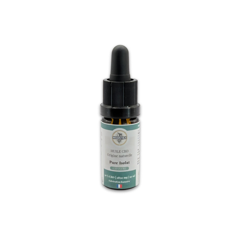 Flacon d'huile CBD 30% Pure Isolat WeedStock, fabrication française