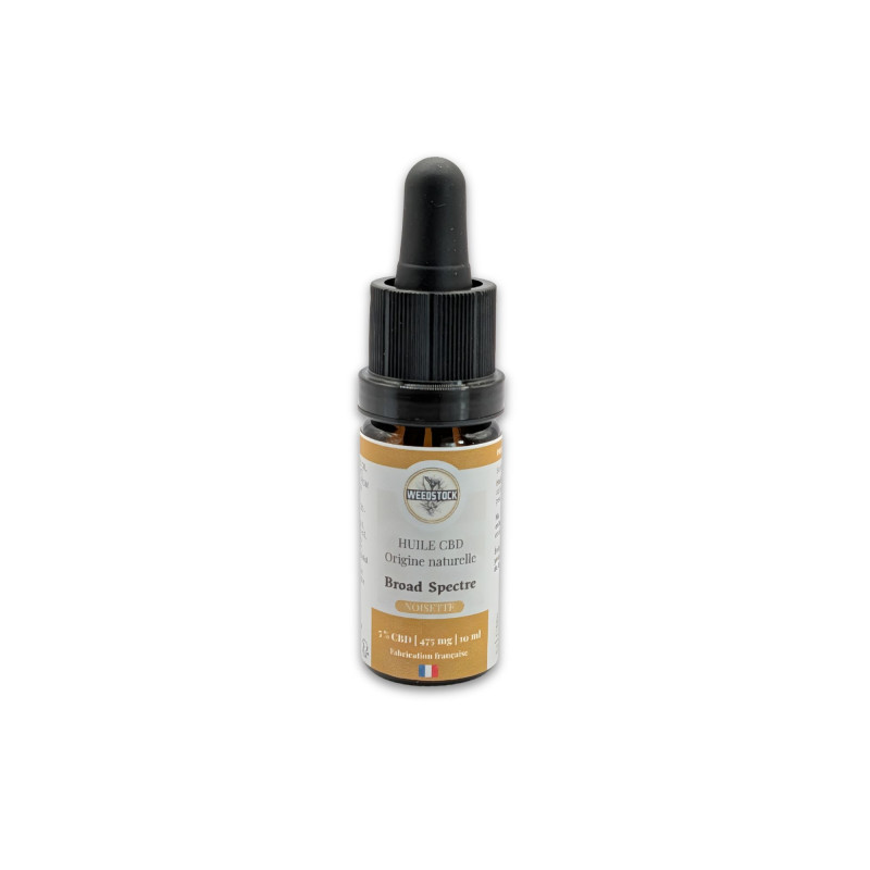 Flacon d'huile CBD 5% Broad Spectre Noisette WeedStock, fabrication française
